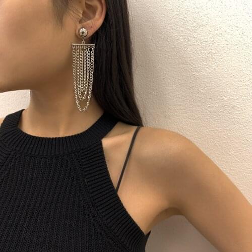 2021 New Fringed Geometric Metal CCB Earrings European and American Style Fashion Alloy Ear Jewelry Women Wedding Party Gift