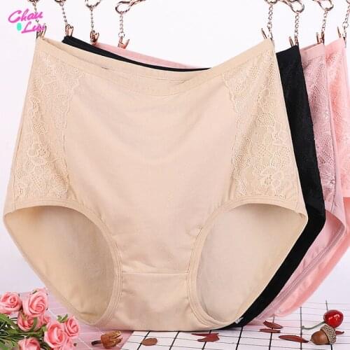 Chau Lui Mother Underwears Plus Size 4XL 5XL 6XL Hight Waist Panties Women Briefs Lace Flower Sexy Lingerie Underwears