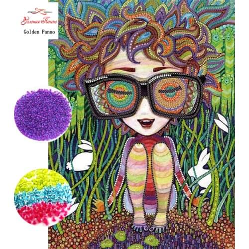 Golden Panno,beads,Needlework,DIY,bead Cross stitch ,Embroidery stitch,Precise Printed painting,character Pattern 09