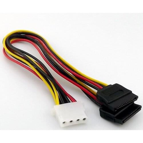 1x IDE 4Pin Female Molex to Dual SATA 15Pin Female Y Splitter HDD Power Adapter Connector Cable 1FT/30CM