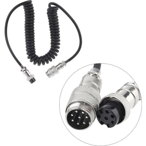 1 PC 8Pin Coiled Extension Microphone Cord 8Core Aviation Male Plug to 8Core Aviation Female Plug Cable