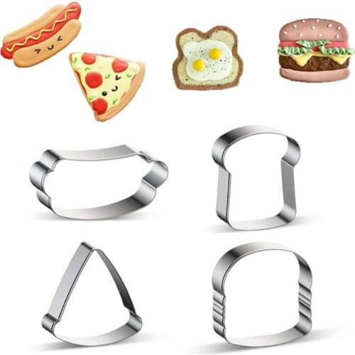 1pcs patisserie reposteria Hot Dog Hamburger Pizza Bread Baking Cookie Cutter Moldes Metal Fondant Cake Decor Tool Biscuit Mould