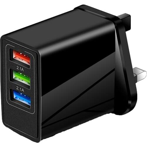 12W With LED2.4A-3USB Mobile Phone Fast Charger Travel Home Portable Charging UK