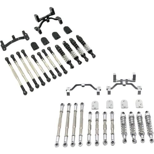 14Pcs/Set Metal Pull Rod Steering Servo Link Linkages & Shock Absorber Compatible with WPL C34 C44 1/16 RC Car Accessory Parts