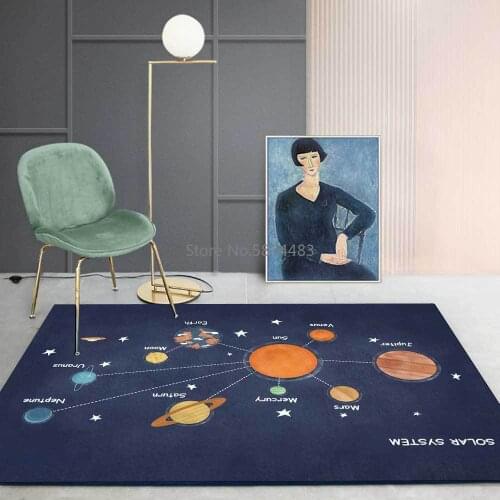 200*300cm Modern Cartoon Planet Universe Solar System Blue Kitchen Living Room Bedroom Bedside Mat Customization