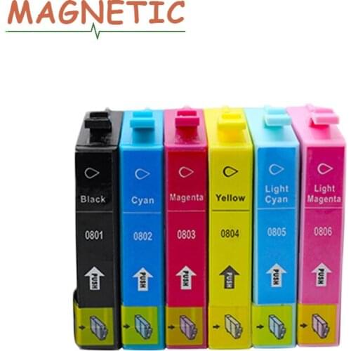6X T0801 Ink cartridge for Epson T0801 for Epson Stylus P50 T59 R265 270 285 290 360 730WD 800FW 810W 820FWD printer 0801