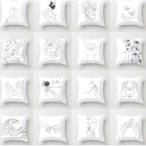 Abstract Minimal Line Cushion Cover Sketch Throw Pillow Case for Home Chair Sofa Decoration Square Pillowcases