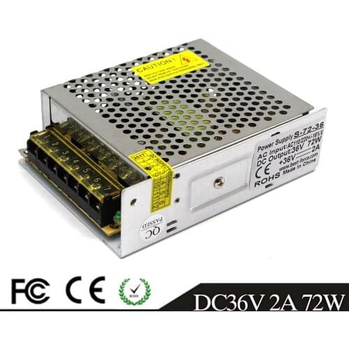 Switch Power Supply Adapter DC36V 2A 72W Driver Transformer 110V 220V AC-DC 36V USP for Led Strip Light Lamp CCTV Amplifier CNC