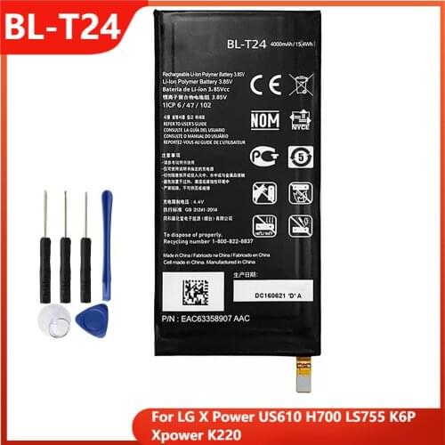 Original Phone Battery BL-T24 For LG X Power US610 H700 LS755 K6P Xpower K220 BL-T24 Replacement Rechargable Batteries 4100mAh