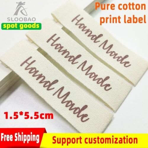 Free shipping 100PCs White Handmade Cotton Woven Labels Washable Clothing Labels Garment Tags Labels