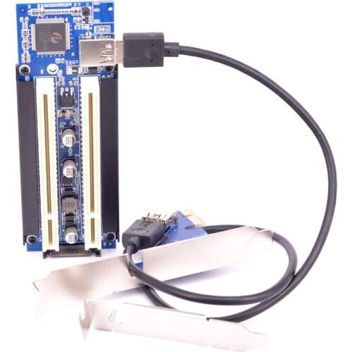 Free shipping Converter PCIe x1 x4 x8 x16 to Dual PCI slots adapter, pci express to 2 pci card