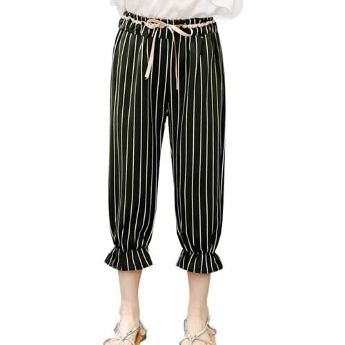 Girls Pants Striped Trousers Girl Summer Childrens Pants Casual Style Kids Clothes Girls 6 8 10 12 14