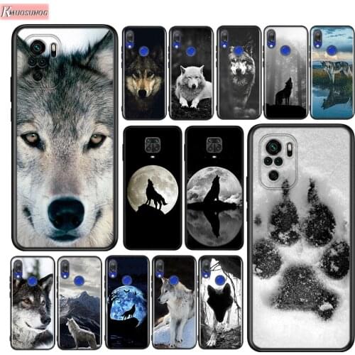 Cool Black Wolf Print Silicone Cover For Xiaomi Redmi Note 10 10S 9 9S Pro Max 9T 8T 8 7 6 5 Pro 5A Phone Case
