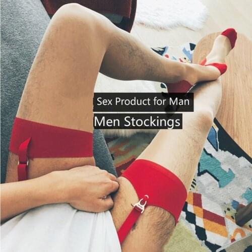 Retro Sexy Stockings for Man Guy Lingerie Retro Back Line Patchwork Thigh High Hosiery Medias Men Transparent Silk Stockings