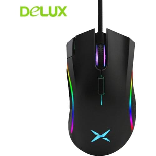 Delux M625 A3050 Optical Computer Gaming Mouse 4000DPI 7 Button RGB Backlit Ergonomic Wired Gamer Mause For Laptop Mac Overwatch