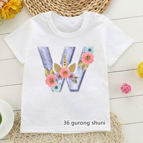 T-shirt for girls Aesthetic flower letter printing for childrens birthday clothing tops Summer Harajuku tee toddler baby tshirt
