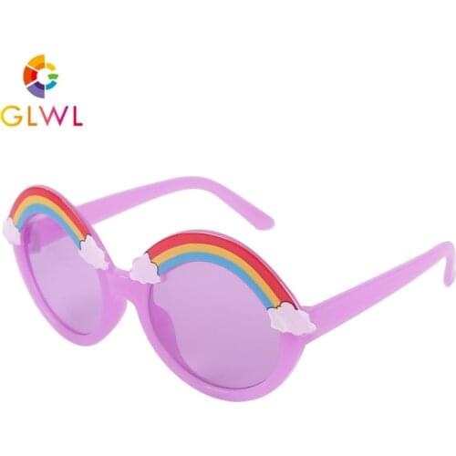 Round Sunglasses Kids Rainbow Sun Glasses Girls Children Colorful Eye Lenses Baby Shades Boys Yellow Mirror Juniors Eyeglasses