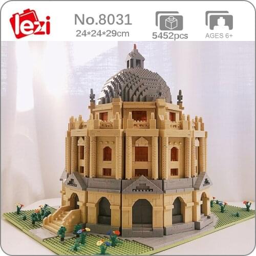 Lezi 8031 World Architecture Oxford University School 3D Model DIY Mini Diamond Blocks Bricks Building Toy for Children no Box