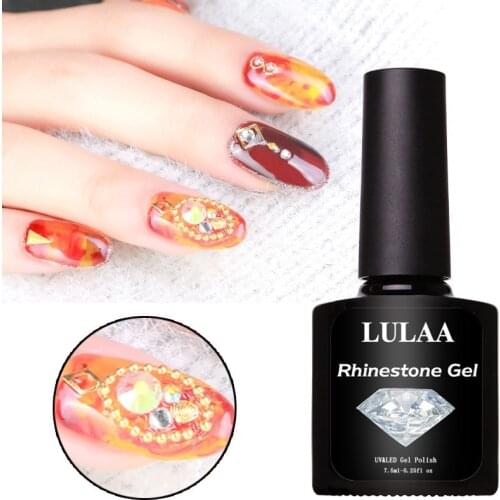 LULAA 1 Bottle 7.5ml Rhinestone Gel Adhesive Glue Curable Resin Transparent Strong Sticky UV LED Gel Polish Nail Art TSLM1