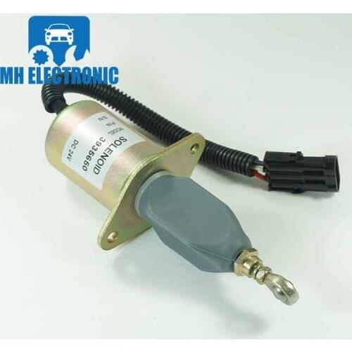 MH Electronic Fuel Shutdown Solenoid Valve Shut off Stop 24V 3935650 3935649 for Cummins 6CT Diesel Parts Engine Stop Solenoid