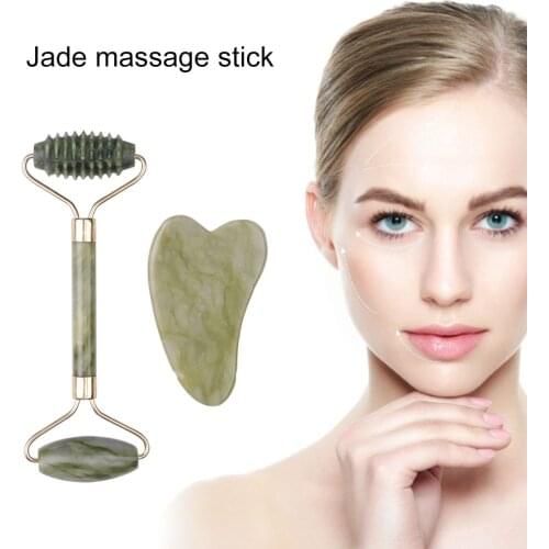 Natural Guasha Massager Green Facial Roller Face Slimming Plate Jade Stone Massager Eye Face Neck Thin Lift Relax Tools Dropship