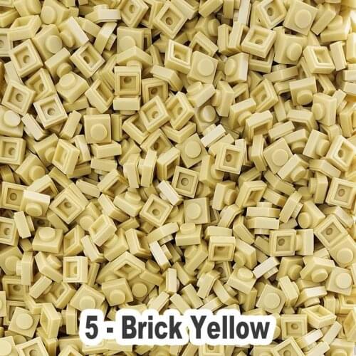 No.5 Brick Yellow Educational Construction Toy Plastic Small Building Brick Accessories 1X1 Plate Blocks Pixel Art For Adults