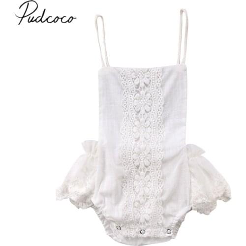 2018 Brand New Newborn Toddler Infant Baby Girls Clothes Lace Floral Romper Jumpsuit Sleeveless Sunsuit Outfits Solid Playsuit