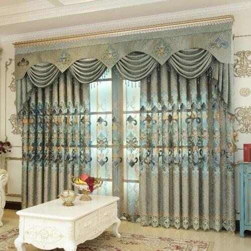 New Product European-style Luxury Water-soluble Embroidery Curtain Cloth for Living Room and Bedroom