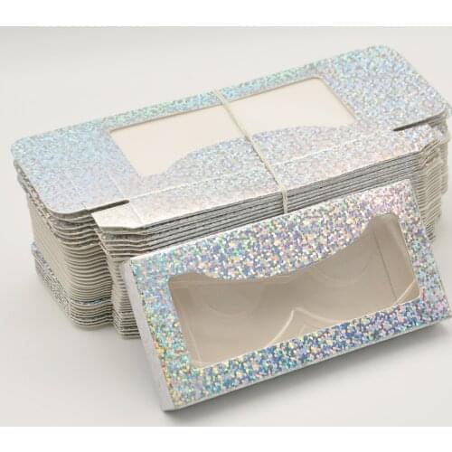 Wholesale False Eyelash Packaging Paper Box Lash Boxes Packaging Custom Logo Faux Cils Mink Eyelashes Silver Flash Case Supplies