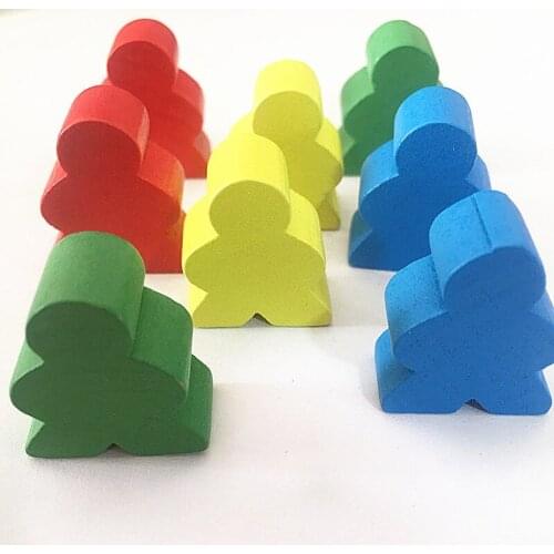 Full 30 pcs 16 mm Wooden Chess Standard Size For Meeple Carcassonne Board Game Accessories