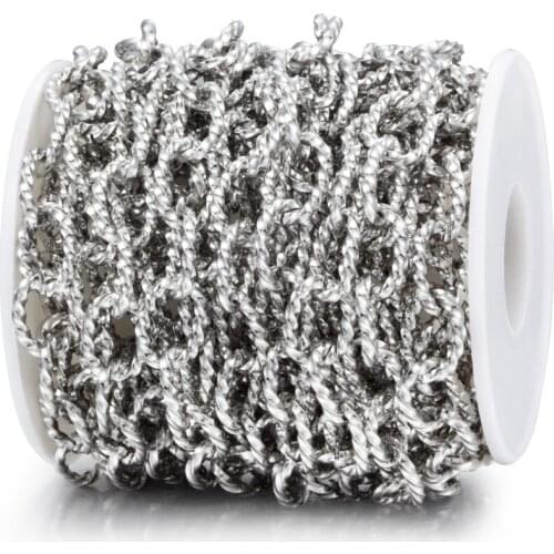 1 Meter Stainless Steel Twist Chains For DIY Necklace Bracelet Making Jewelry Findings Wallet Clothing O-Link Chain Wholesale