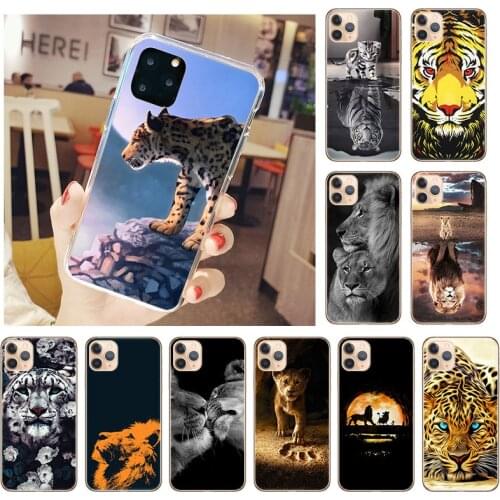 Tiger King Lion Leopard Phone Cover for IPhone 11 12 Pro Max X XS XR 7 8 7Plus 8Plus 6S 5 SE2 12mini Transparent Soft Case Funda