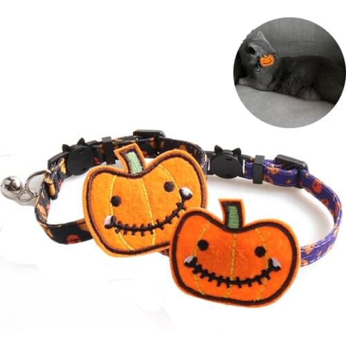 Adjustable Halloween Cosplay Pumpkin Cat Dog Decorative Collar Necklace Fashion Colorful Printing Pattern Pet Collar Ties