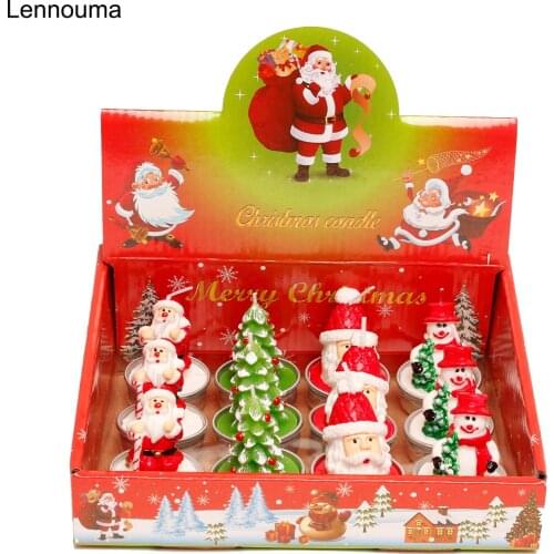 Lennuoma Christmas Candles Santa House Snowman Xmas Tree Candles Wedding Party Festival Decoration Candles Decorative Paraffin