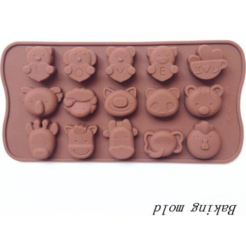 Wholesale Silicone mold B065 Cartoon animal face Cows chick Chocolate mold Fondant cake mould Baking mold