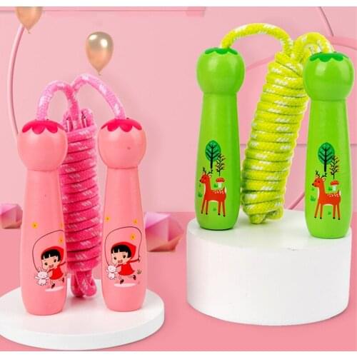 2.5M Colorful Animals Wooden Jump Rope Skipping Sport Equipment Outdoor Sport Toys For Children Lovely Ropes Gym Accessories