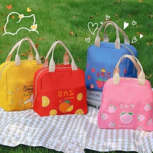 Lunch Bag For Women funny cartoon kids bento cooler bags Fruits thermal breakfast food box portable picnic travel