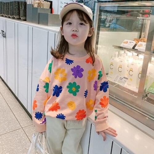 Girls' Sweatshirts Babys Kids Coat 2021 Flower Spring Autumn Top Toddler Pullover Beach Overcoat Outdoor Cotton Childrens Clot