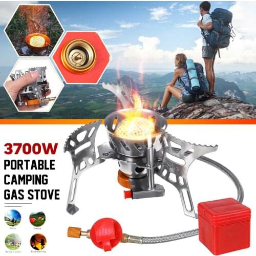 3700W Foldable Camping Gas Stove Outdoor Backpacking Stove Windbreak & Energy Saving Picnic Cooking Burners with Storage Case