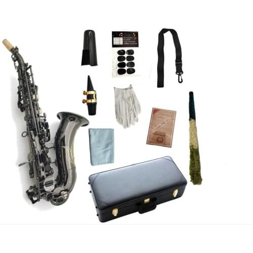 High Quality SAIDESEN Curved Soprano Saxophone B Flat Black Nickel Plated Professional musical instrument With Case