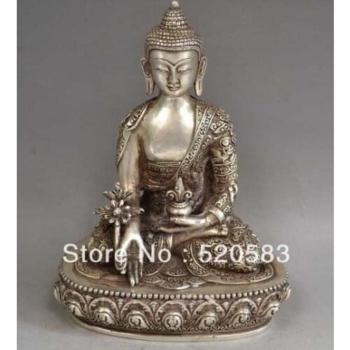 YM 321 Tibetan Silver Bronze Medicine Buddha Statue