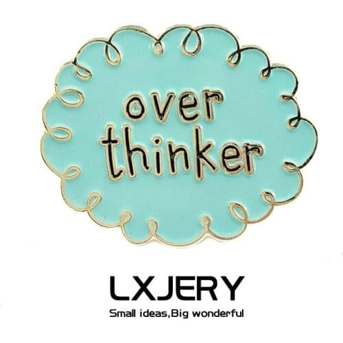 OVER THINKER Pin Badge On Backpack Funny Brooch Pins For Clothes Broche For Woman Girl Schoolbag