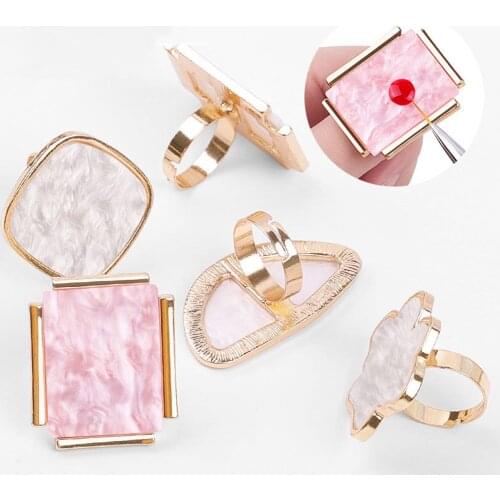 Women Mini Imitation Shell Finger Nail Art Ring Palette Manicure Makeup Tool UV Gel Polish Painting Drawing Color Board