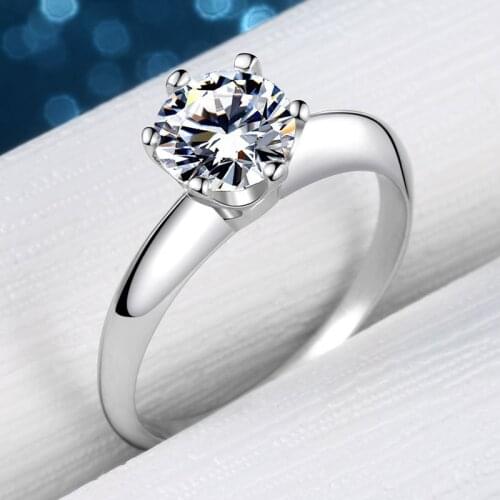 With Certificate 1 Carat Zirconia Diamond Engagement Rings for Women Original 925 Silver Gold Pt Rings Bride Wedding Jewelry