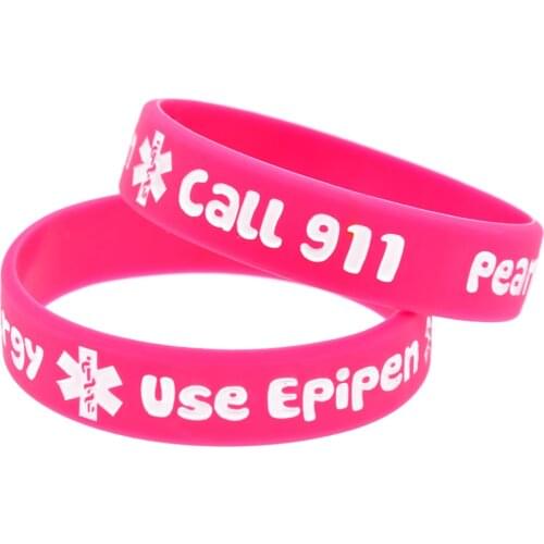 1PC Alert Peanut Allergy Silicone Bracelet Kid Size