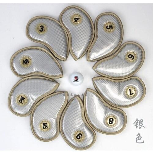 10Pcs New Deluxe Golf Club Iron Cover Color Number Logo Headcover Set PU Putter Leather Both Sides Iron Head Cover