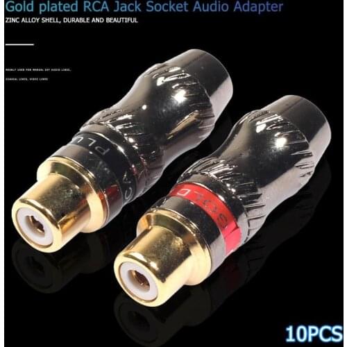 10pcs Gold Plated RCA Female Solder Coaxial Connector Socket Adapter Couplers Gold Plated Plug Good Contact Performance