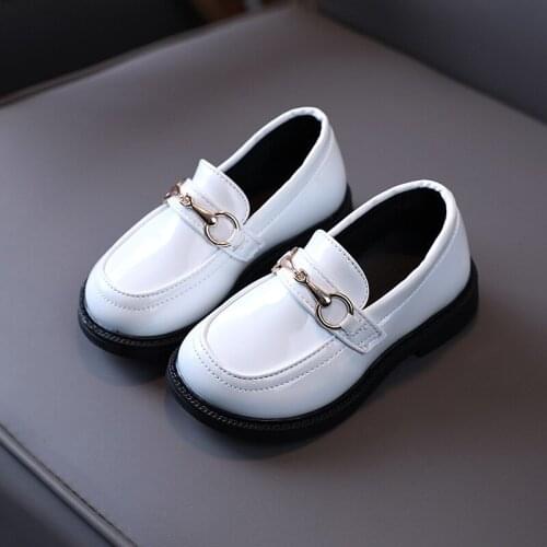 2021 Spring Autumn New Girls Shoes Children Leather Shoes Soft PU Patent Leather Kids Flats Student Boys Performance Shoes E986
