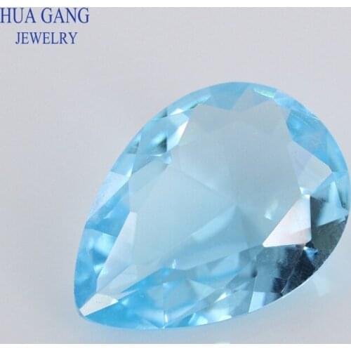 2x3~15x20mm Light Seablue Color Pear Shape Loose Glass Beads Synthetic Gems For Jewelry Wholesale Free Shipping