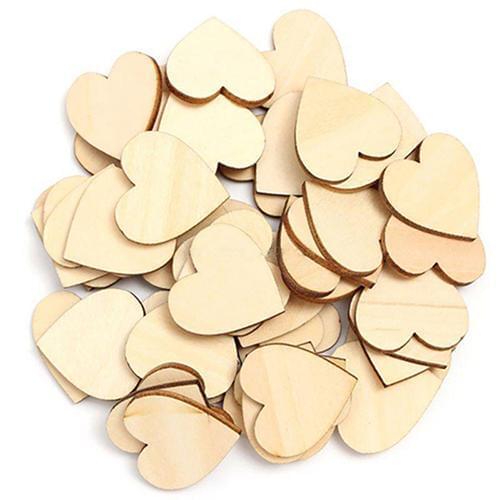 50 Pcs Wooden Love Heart Shape DIY Hanging Heart Plain Decoration Wood Crafts Wedding Home Decor Supplies